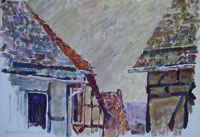 Dach Höxter 3, Architektur, Aquarell